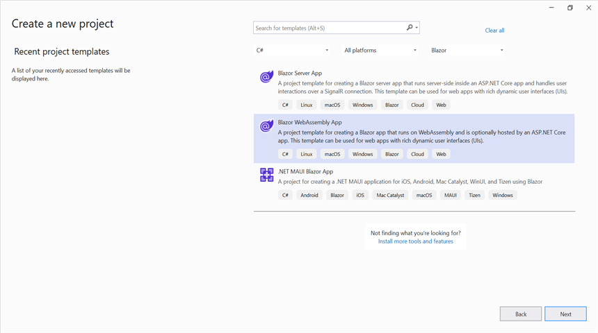 Create Blazor WebAssembly application in Visual Studio for Blazor PowerPoint presentation