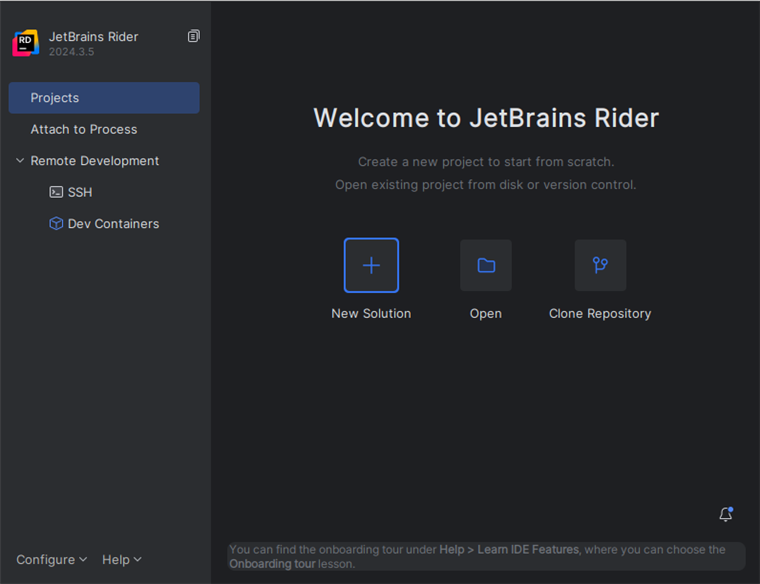 Launch JetBrains Rider