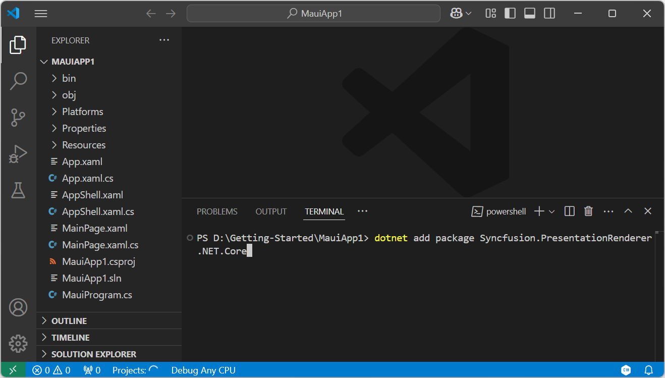 Add Syncfusion.PresentationRenderer.NET.Core NuGet package