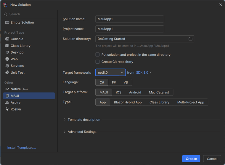 Creating a new .NET MAUI App in JetBrains Rider