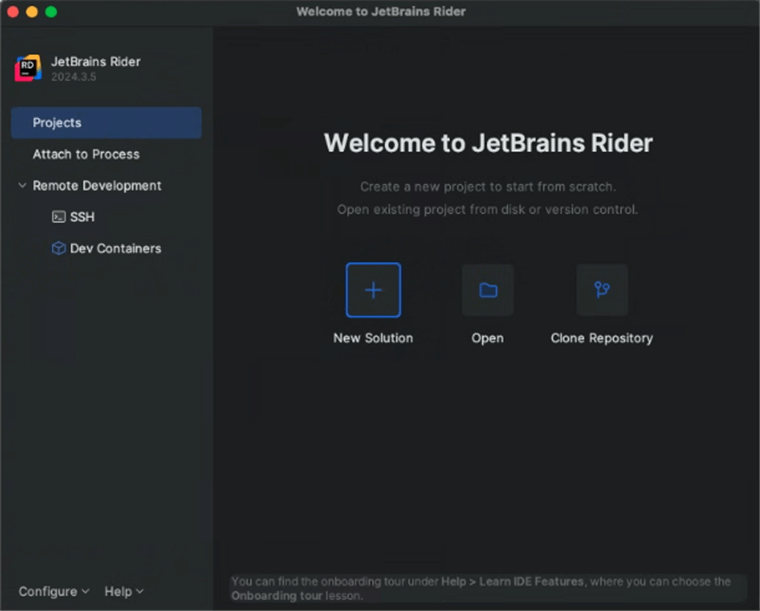 Launch JetBrains Rider