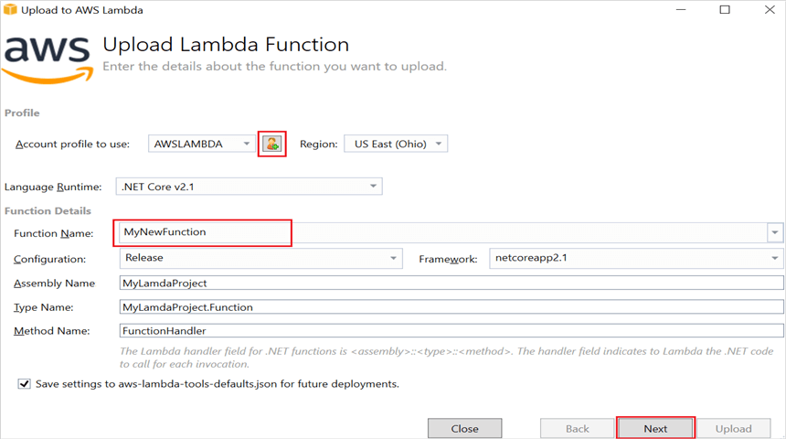 Upload Lambda Function