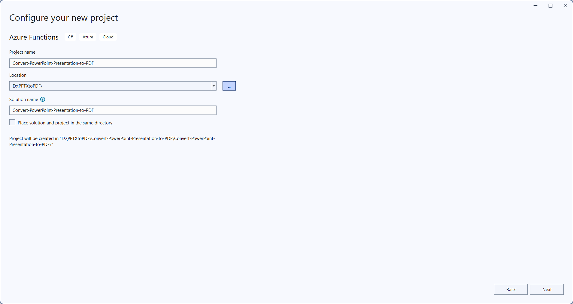 Create a project name