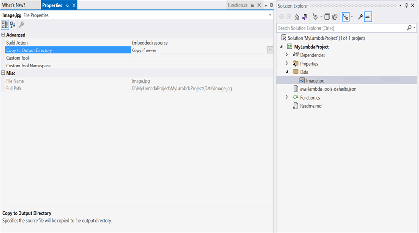 Property change for data files