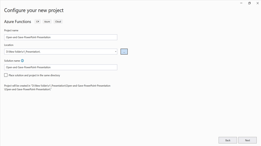 Create a project name