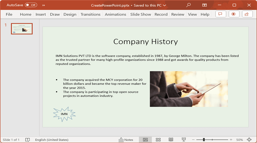 Output Presentation