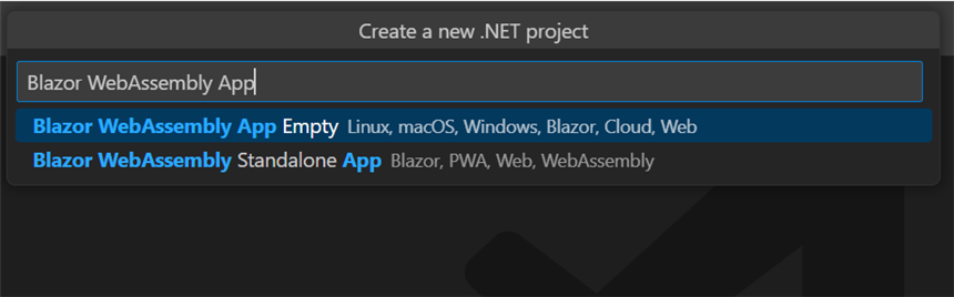 Choose Blazor Web app from template