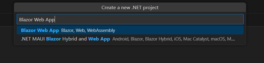 Choose Blazor Web app from template