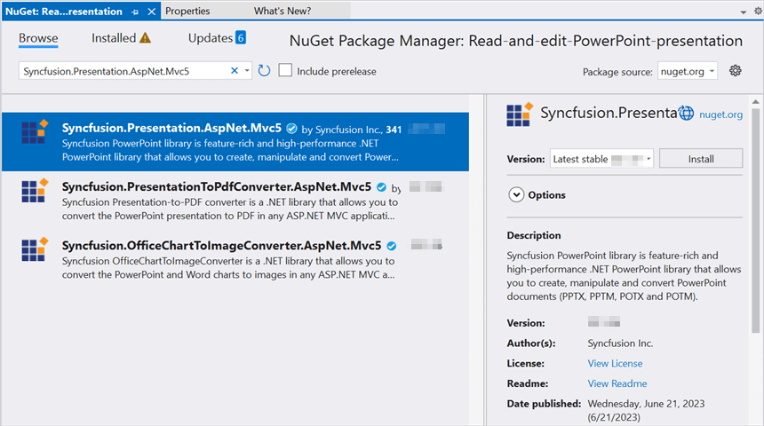 Install ASP.NET MVC Nuget