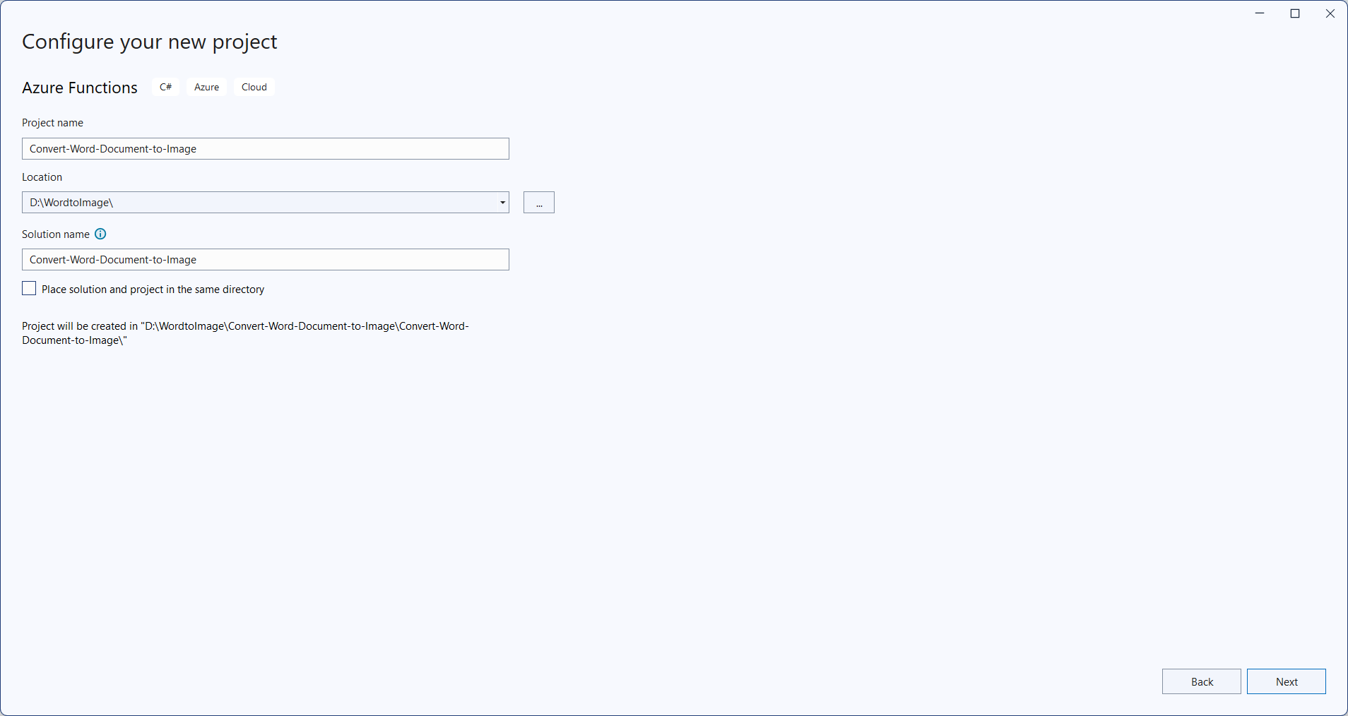 Create a project name