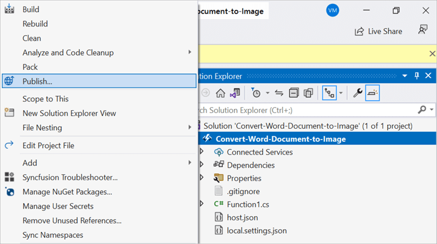 Create a new profile in the Publish Window