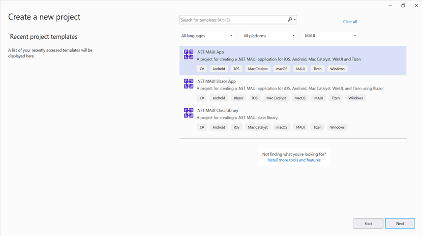 Create the MAUI app in Visual Studio