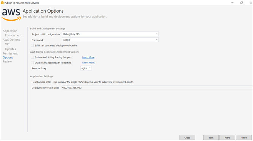 Application Options in AWS Elastic Beanstalk