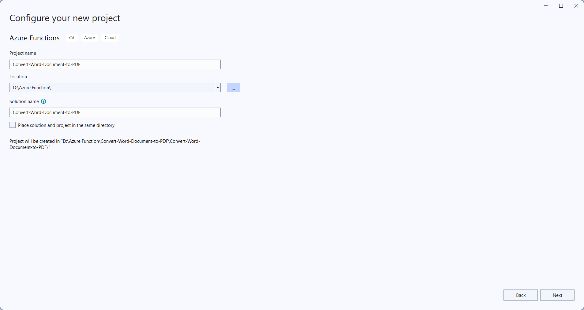 Create a project name