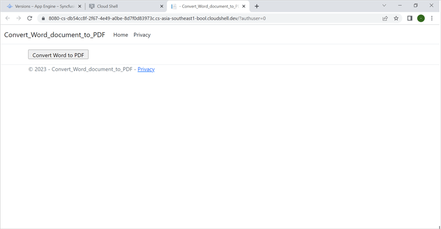 Sample output in browser