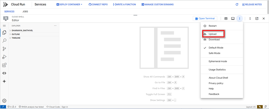 Upload the sample folder