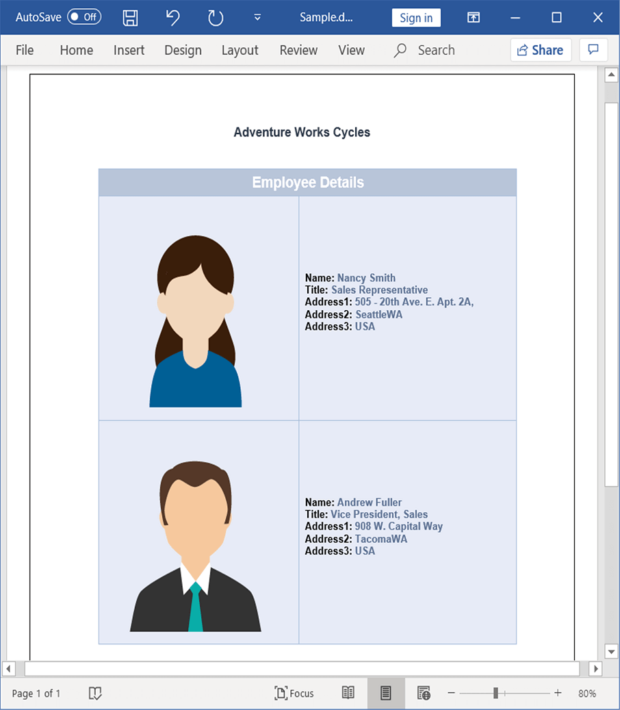 Simple Mail merge with Group output document