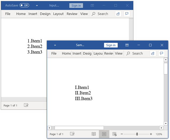 Output document after applied Number format for SEQ field