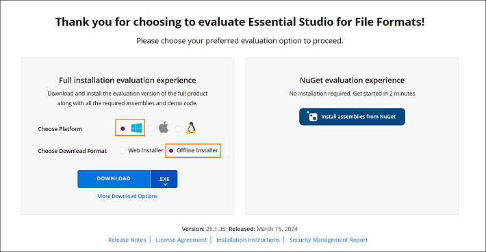 Trial and downloads of Syncfusion<sup style="font-size:70%">®</sup> Essential Studio<sup style="font-size:70%">®</sup>