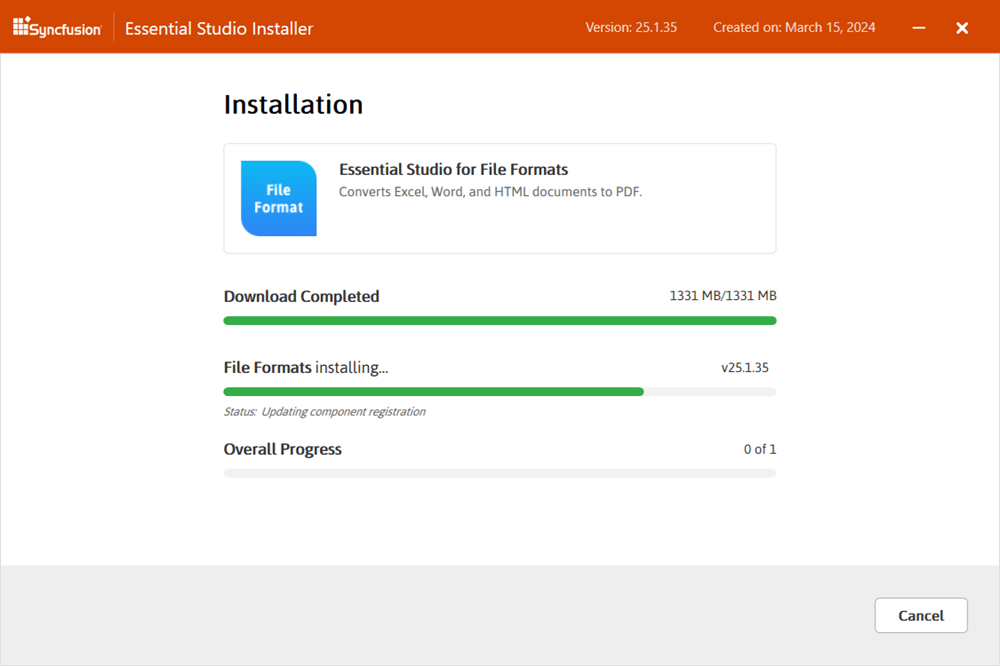 Download and Installation progress install