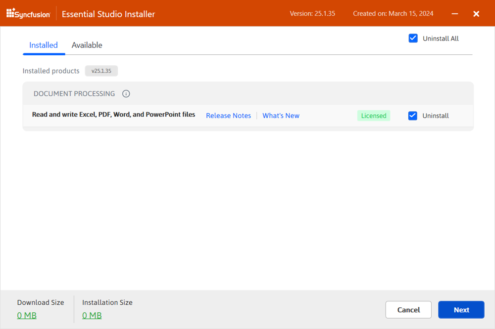 Existing Version for install
