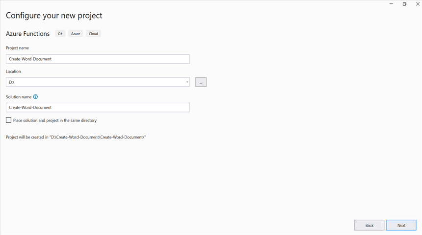 Create a project name