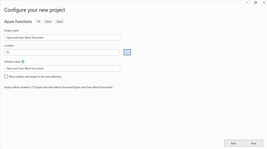 Create a project name