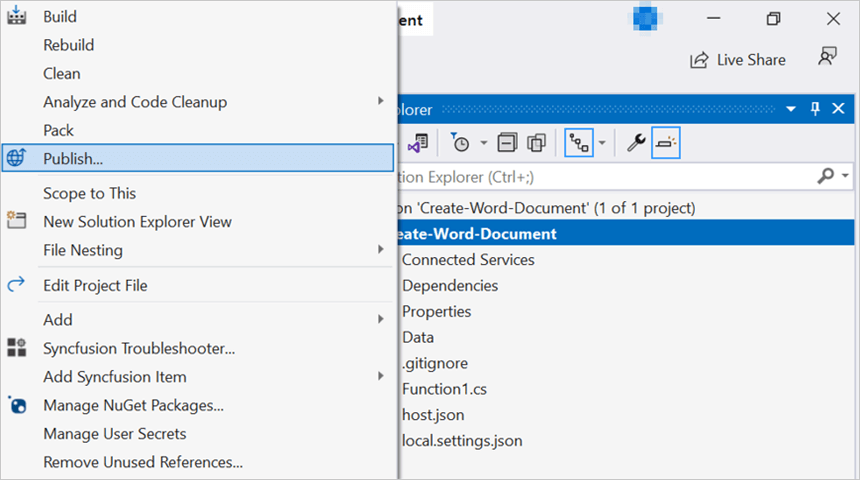 Create a new profile in the Publish Window