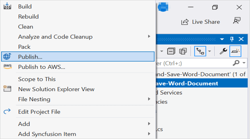Create a new profile in the Publish Window