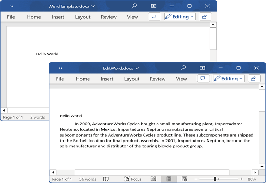 Output Word document