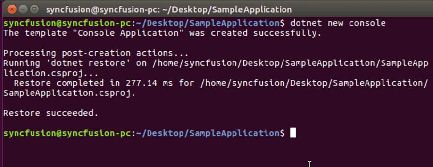 Create .NET Core console application on Linux