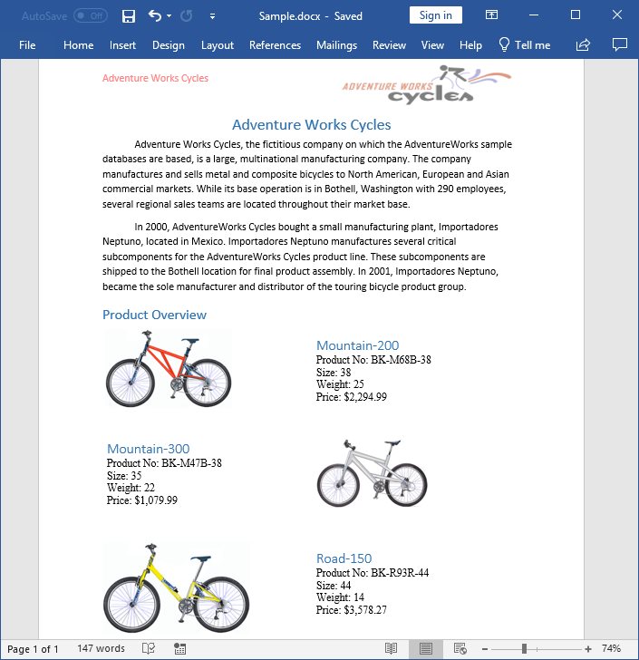 .Net Core output Word document