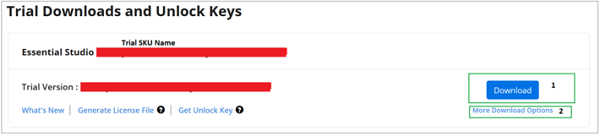 Trial and downloads of Syncfusion Essential Studio