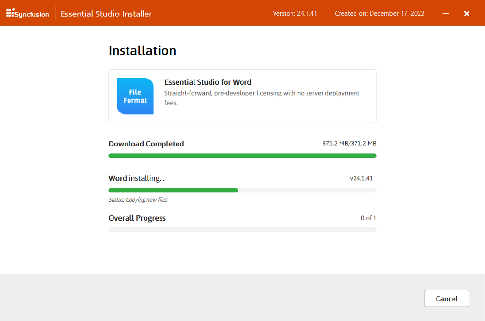 Download and Installation progress install