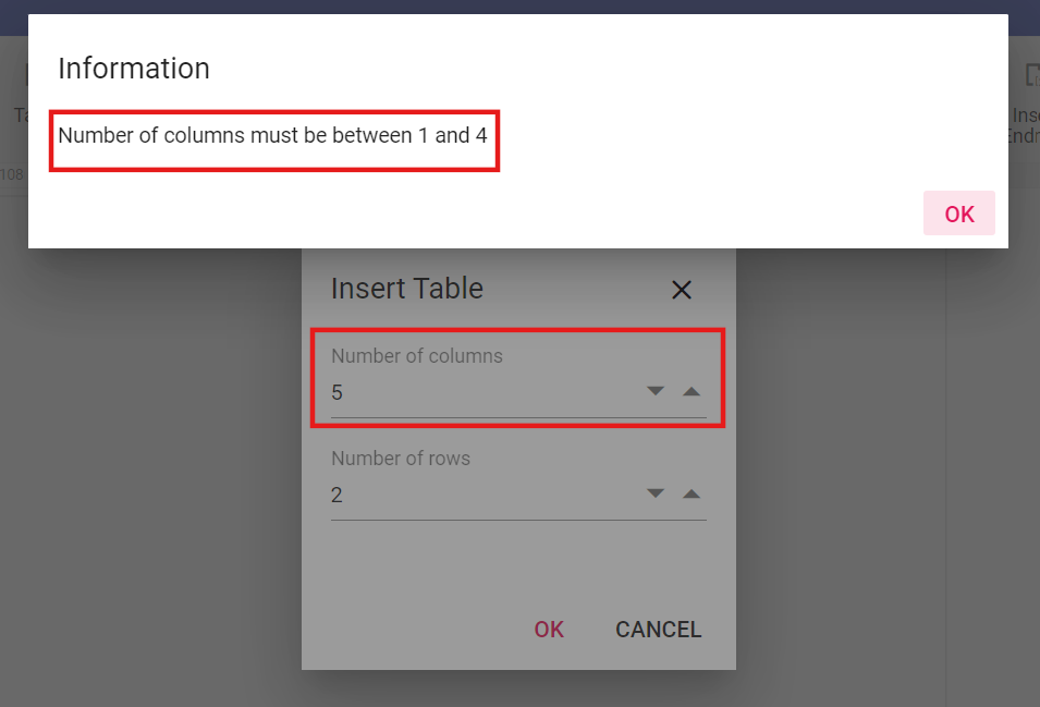 Column Limit Alert