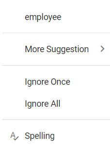 Spell check option in JavaScript document editor context menu
