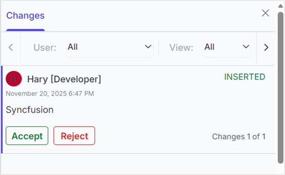 Custom metadata along with author in track changes pane