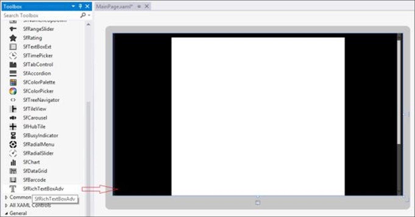 Dragging SfRichTextBoxAdv Control from Toolbox
