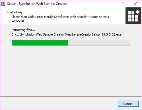 Syncfusion Web Sample Creator Setup Self-Extractor Wizard