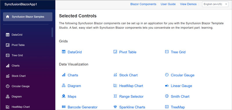 Blazor Template output page