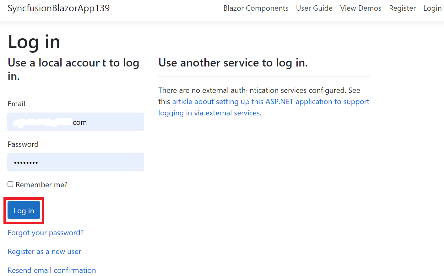 login to the application