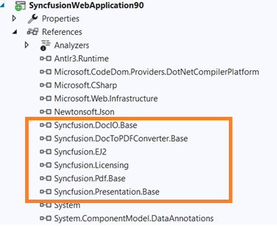 Syncfusion assemblies