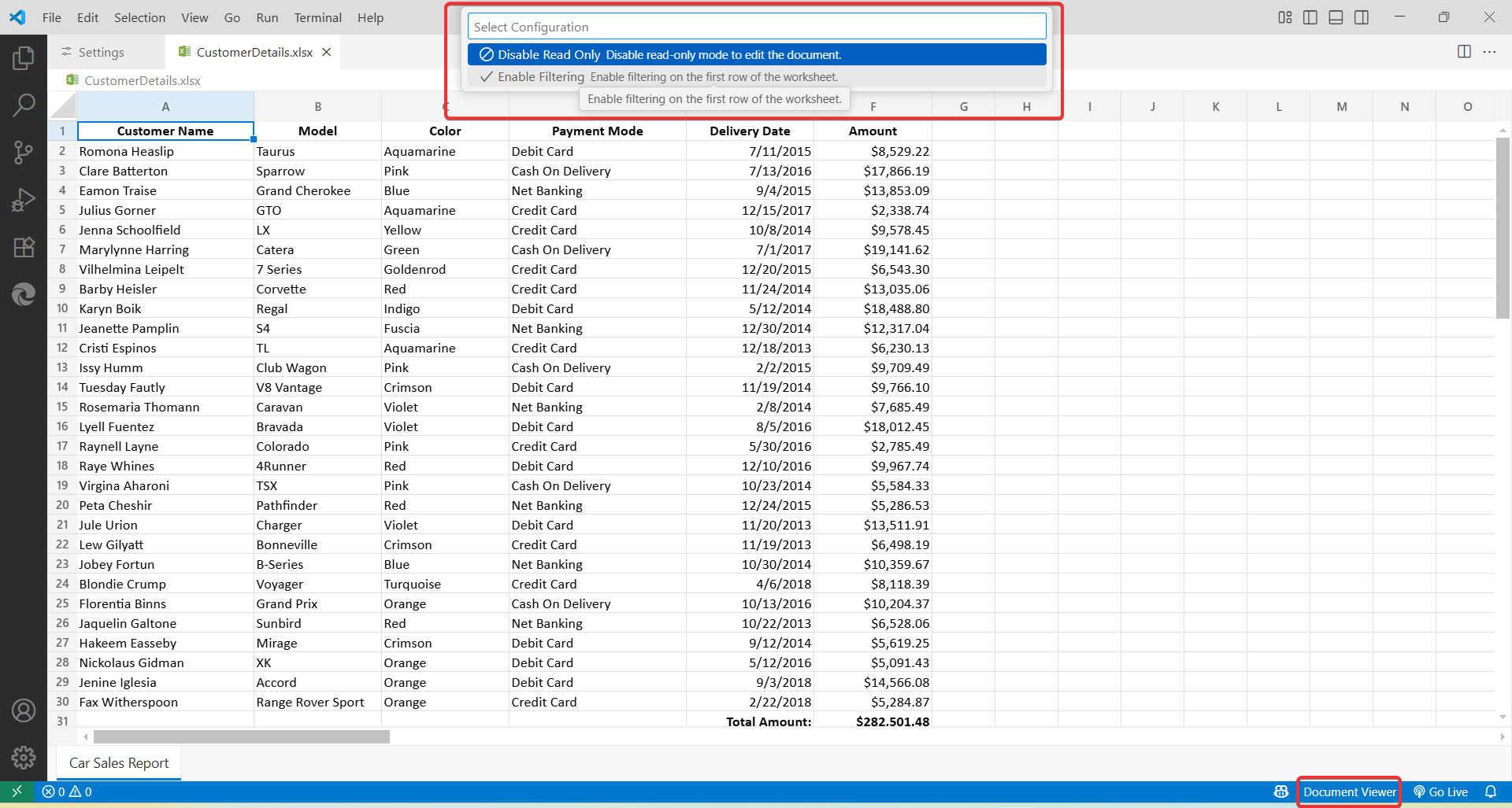 Filtering-Toolbar