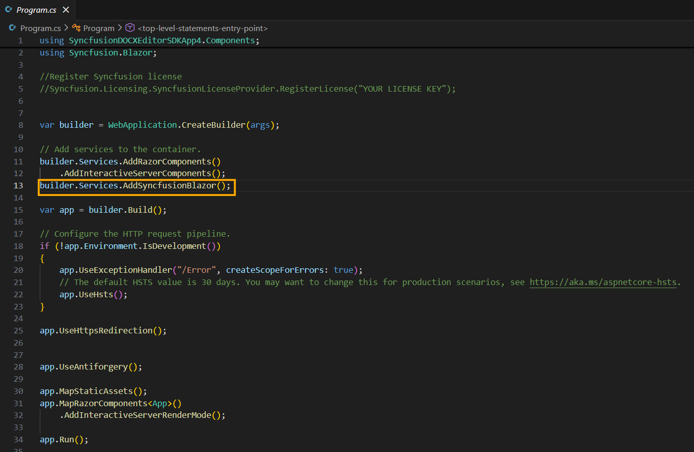 Syncfusion Configuration