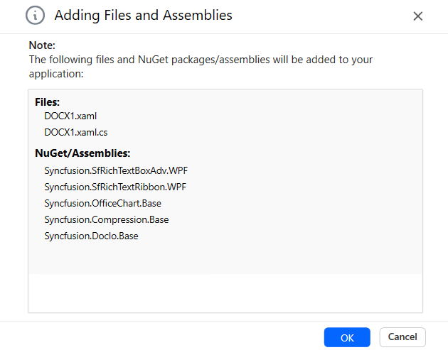 Syncfusion WPF DOCX Editor SDK Item template details