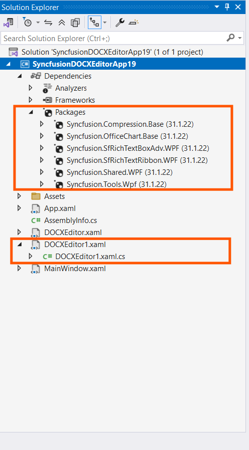 Syncfusion WPF DOCX Editor SDK Item template Gallery