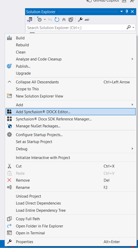 Choose Add Syncfusion Item option from right click project