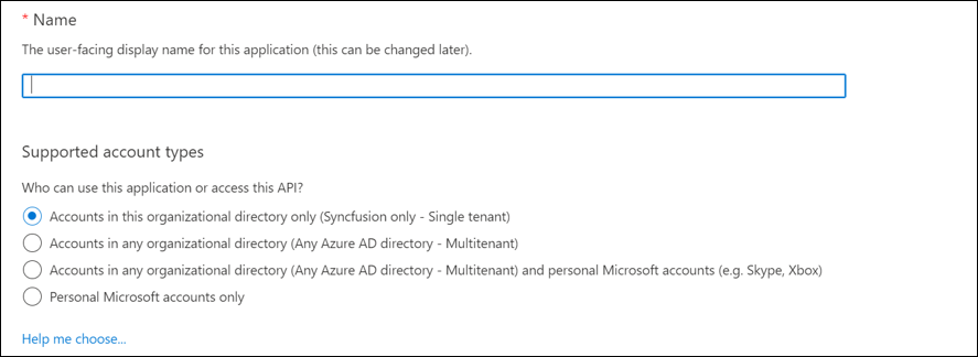 Name and supported Account type