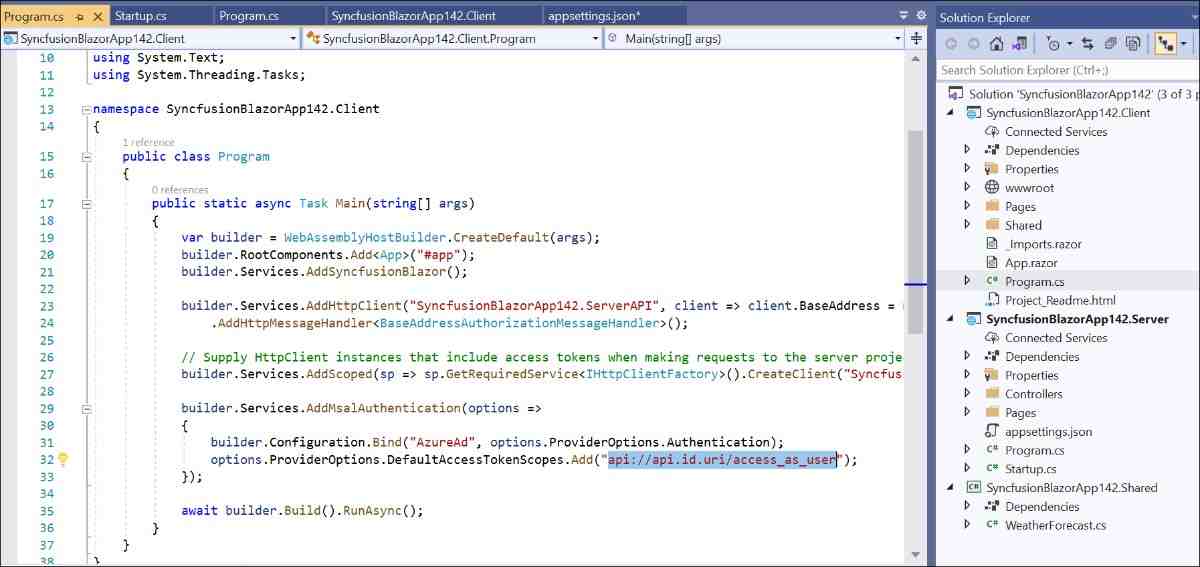 Scope API configuration