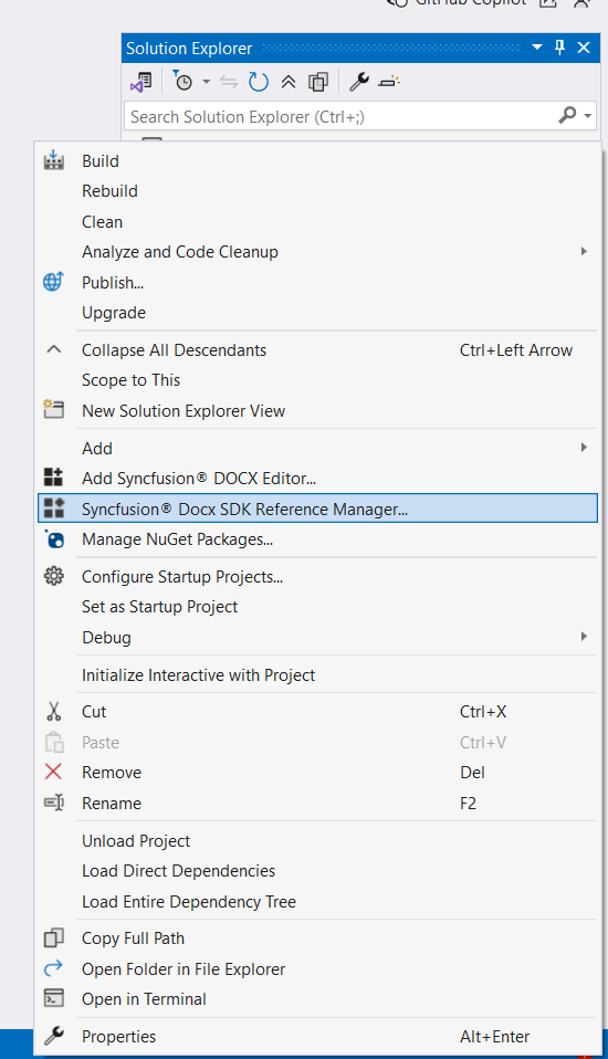 Syncfusion DOCX Editor SDK Reference Manager add-in